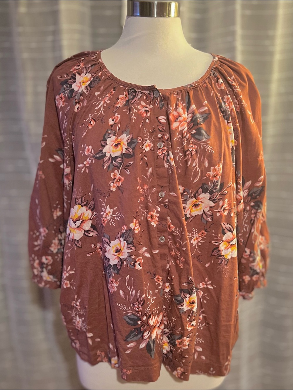 LC Lauren Conrad Women's XL Blouse Button Down Boho Cottagecore Prairie Peasant